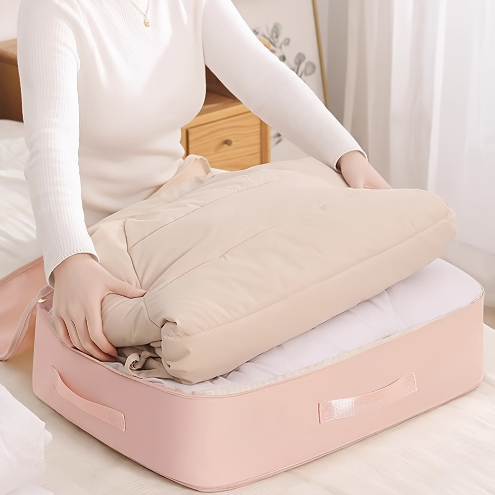 TEMU Sac de rangement auto-compressible grand format très résistant pour vêtements et couvertures - portable à fermeture éclair avec technologie de
