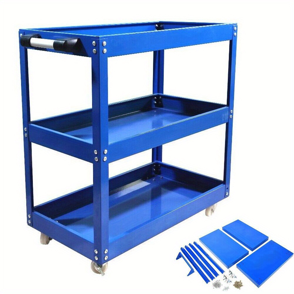 TEMU Tool Storage Heavy Duty Garage Trolley Workshop 3 Tier Wheel Cart Shelf 4 Styles