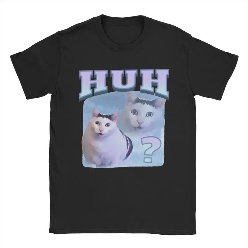 

Huh Funny Disappointed Cat Men T Shirt Funny Tee Shirt Short Sleeve Crew Neck T-shirts Pure Cotton Summer Tops