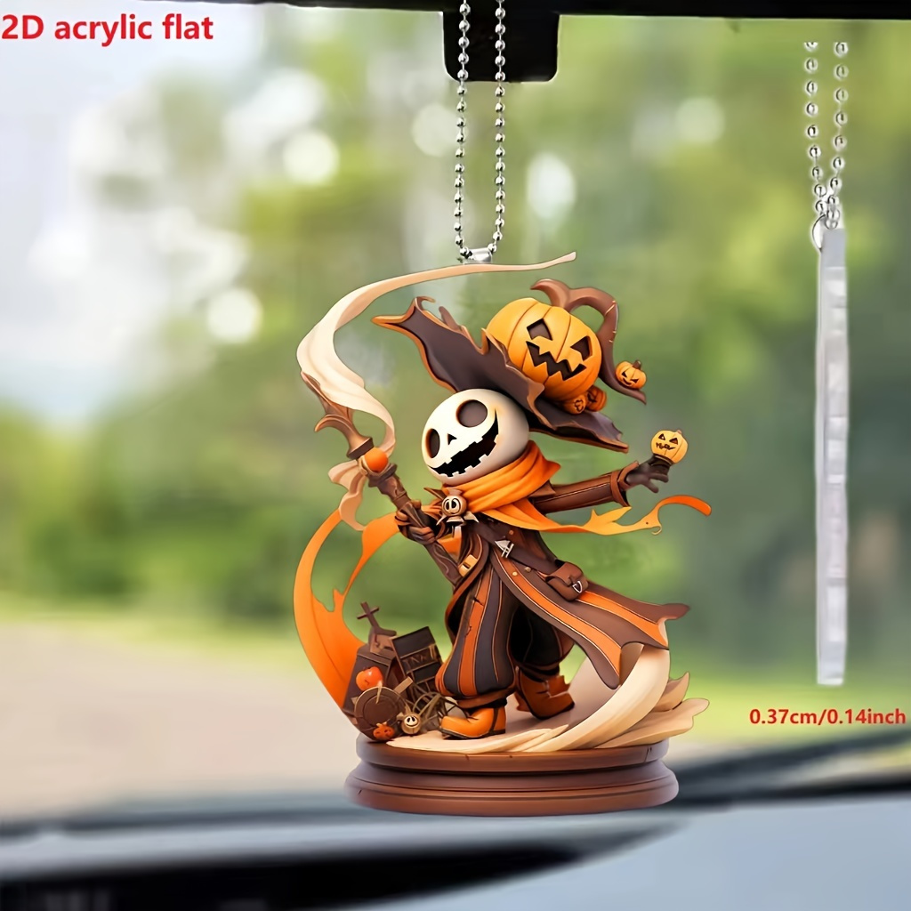 

1pc Halloween Pumpkin Skeleton Acrylic Pendant - Keychain Charm, Seasonal Mirror Decoration, Ideal Gift For