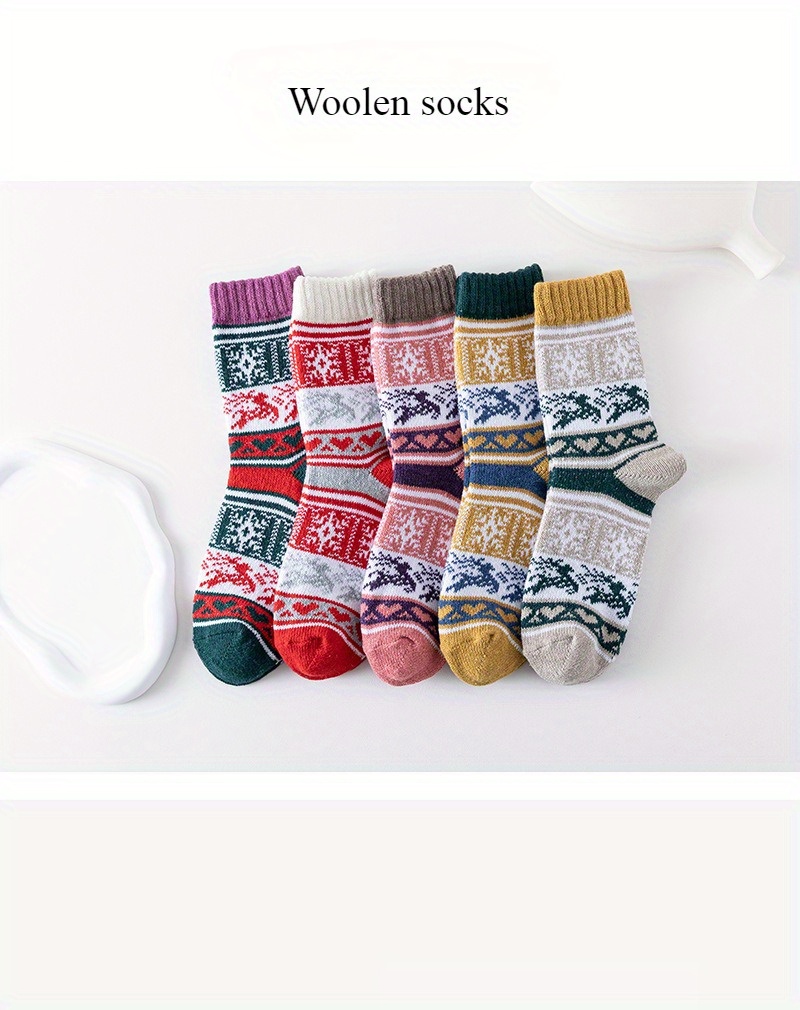 winter womens socks medium tube socks thick line   womens rabbit socks christmas womens socks details 0