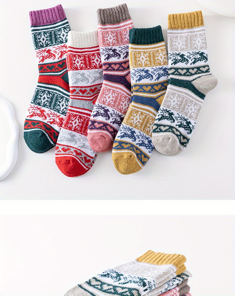winter womens socks medium tube socks thick line   womens rabbit socks christmas womens socks details 2
