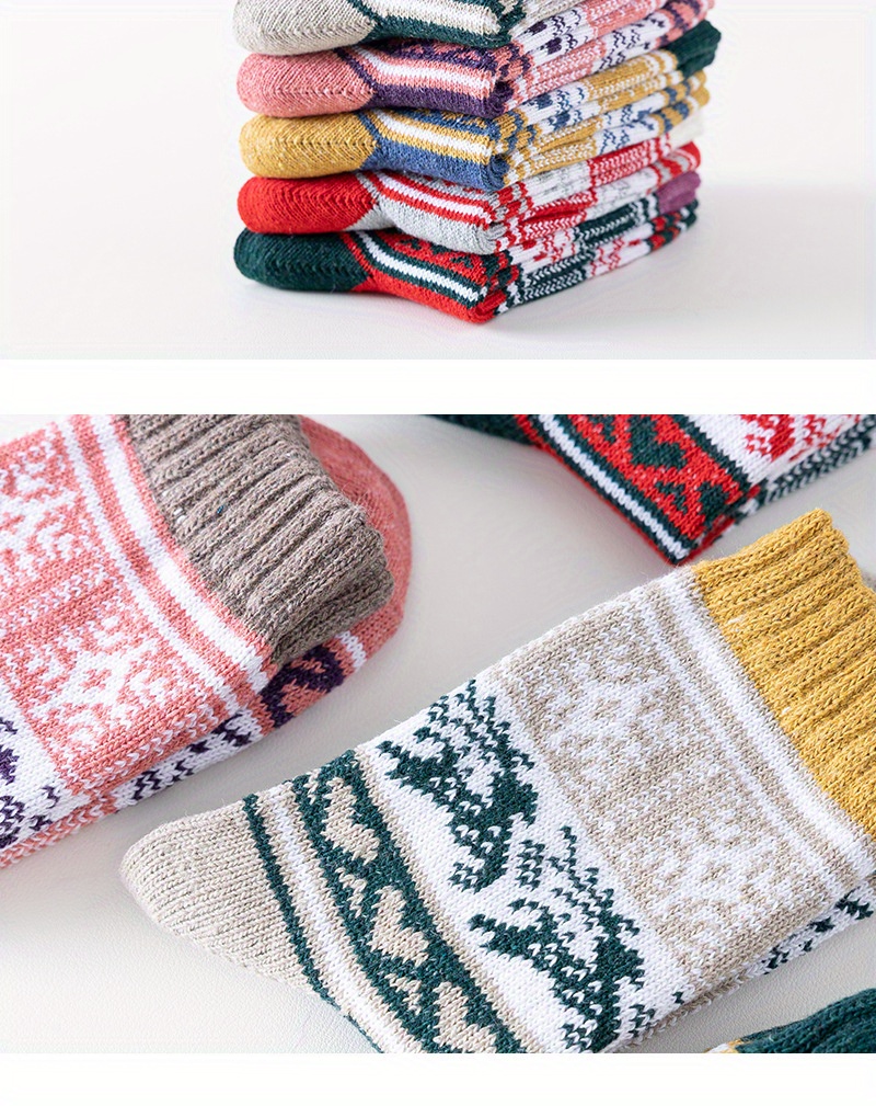 winter womens socks medium tube socks thick line   womens rabbit socks christmas womens socks details 3