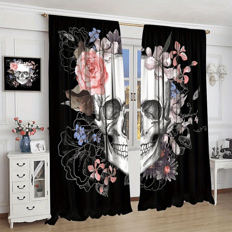 

2pcs Halloween Curtains Set - Rod For , & Decor | Polyester Drapes