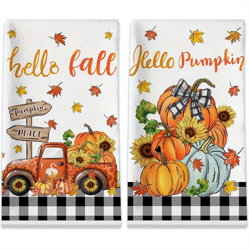 

2pcs Set Of Towels - 18x26 , & And , For Dishwashing And Decor
