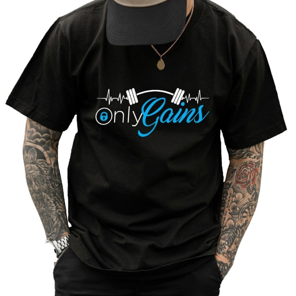 

Only Gains Fitness Unique Cotton Men's T-shirt - A Fashionable Casual Must-have!