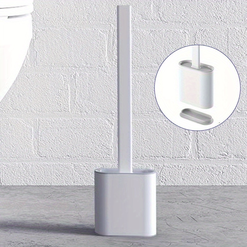 E-shop 1 Set Silikon Toilettenbürste, Schwarz & Weiß, Wandmontage ohne toten Winkel, weicher Bürstenkopf, Badreinigungswerkzeug, mit 2 Aufklebern & 1