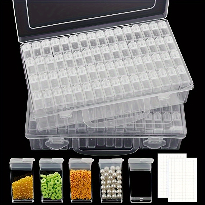 

64pcs/boîte Organisateur de rangement de perles de bijouterie DIY, 64 fentes Conteneurs de perles en plastique 80pcs étiquettes, Organisateur de fournitures d'art en , bijouterie et fournitures