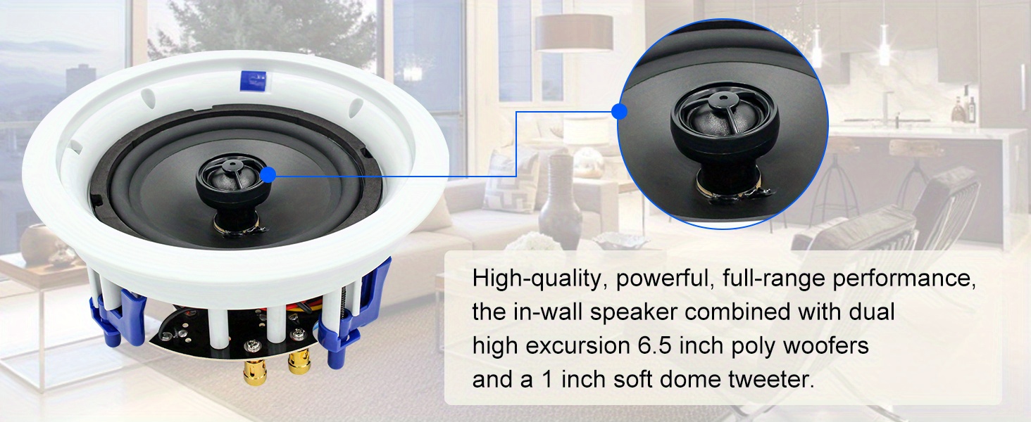   6 5 inch 640   ceiling speakers   flush mount passive   office   room bathroom 4 speakers details 3