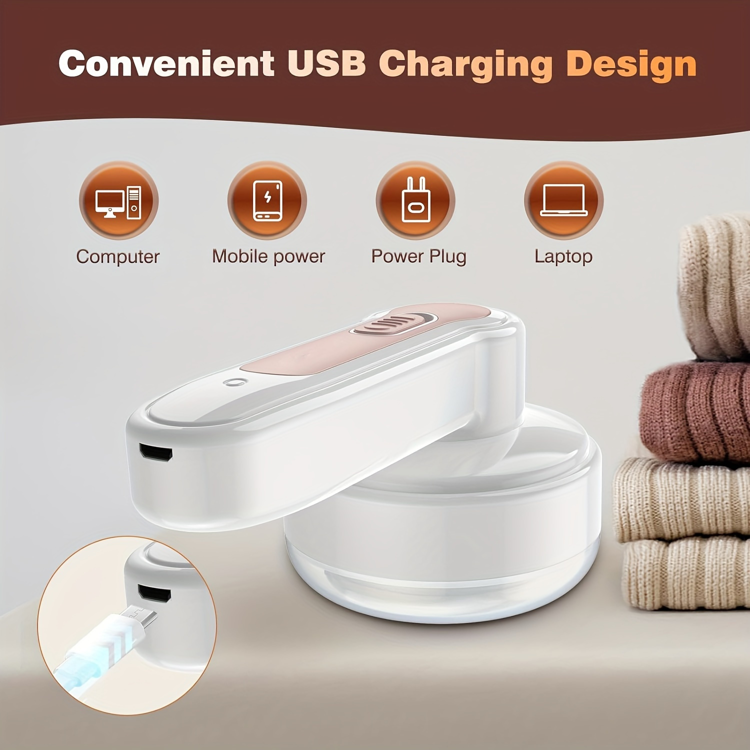 USB Rechargeable Fabric Shaver & Lint Remover – Electric Clothes Fuzz Remover with Extra Blade for Sweaters, Bedding, Furniture, Sofa & Carpet Cleaning — Zaynora Luxury Marketplace