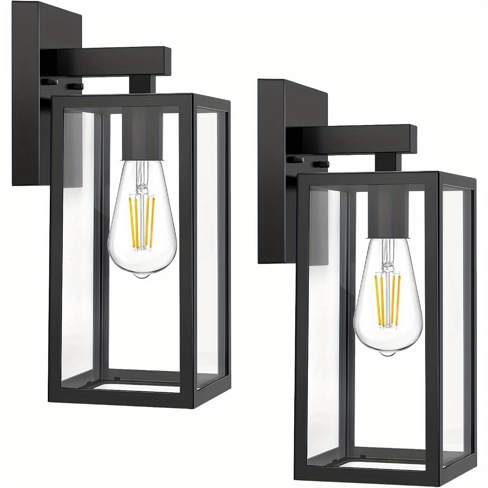 

Beslowe 2 Light, Exterior Wall Lantern Light Fixtures, Black Porch Lights With Toughened Glass, Anti-rust Wall Lamp