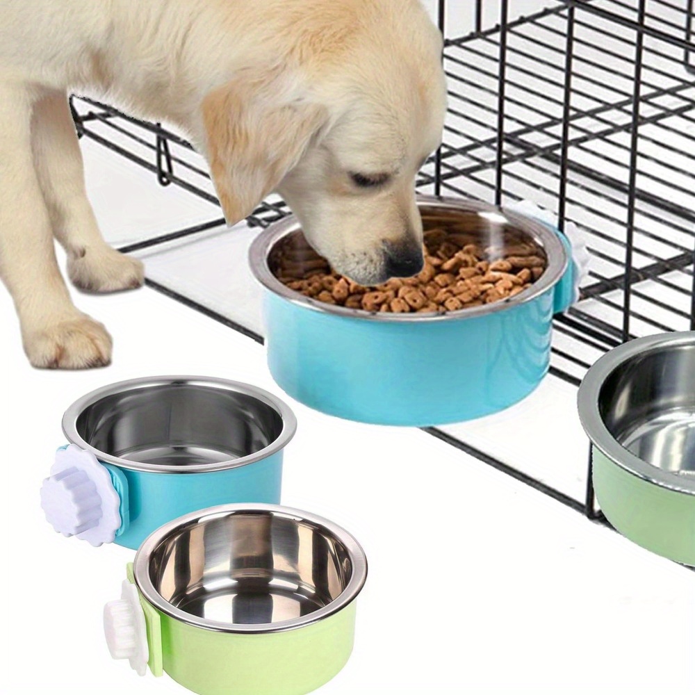 

Dog Bowl 2pcs Cage Cat Removable Stainless Steel Food And Water Feeder Hanging Cage Bowls Coop Cup With Cleaning Set For Pet Puppy Bird Rat Guinea Pig Ferret Bunny Rabbit