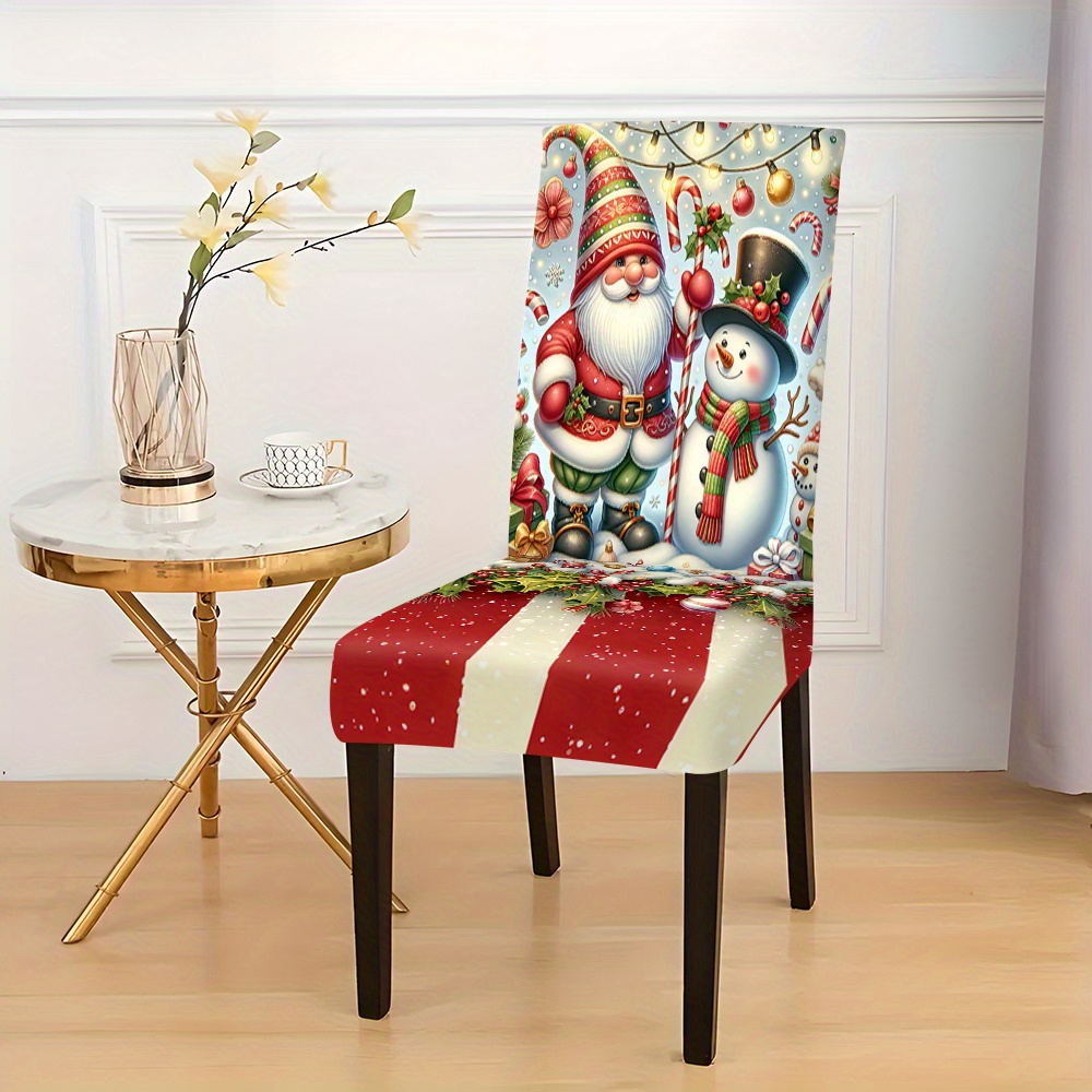 

Christmas Themed Chair Covers - Set Of 2/4/6, Machine Washable, Soil Stain Resistant Polyester Slipcovers For Dining & Living Room Chairs, Modern Decor With Sewn Seam Closure - No Electricity Needed