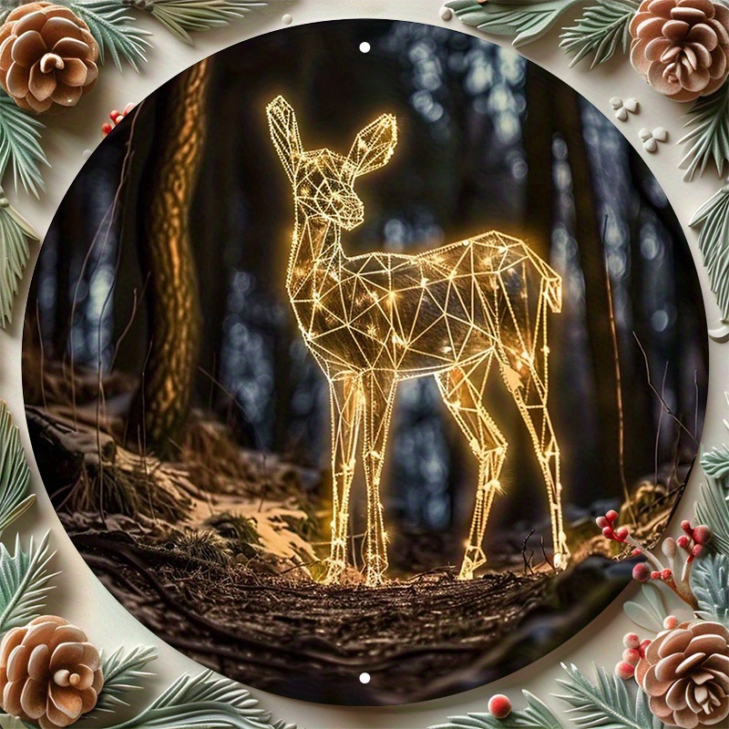 

Glowing Deer 8x8" Aluminum Sign - Uv & Resistant, Easy-hang Decor For Home, Garden, Farmhouse