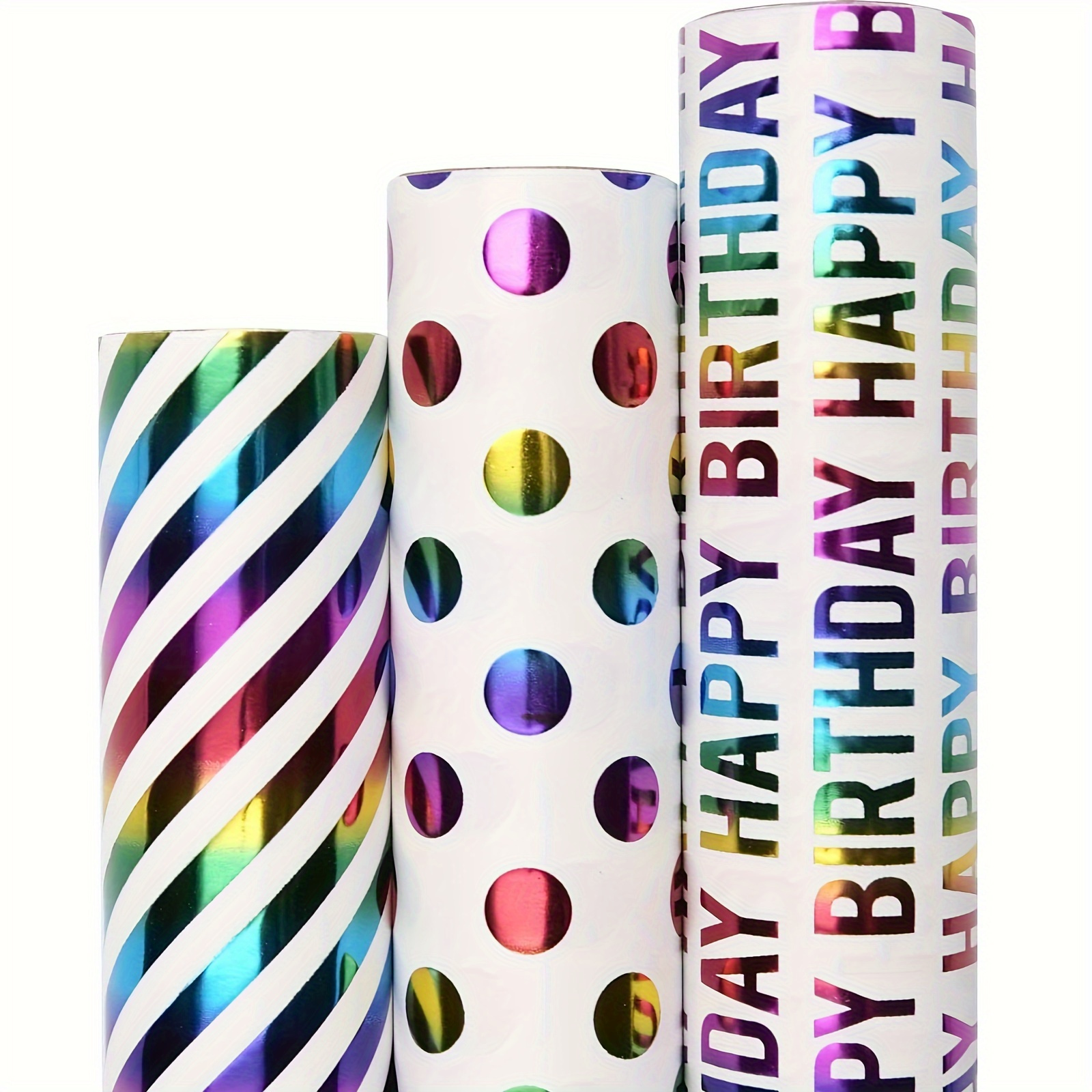 

3 Rolls, 17x10ft Birthday Wrapping Paper, , Mini Rolls For Gift Wrapping, Office Party Supplies, Paper Material