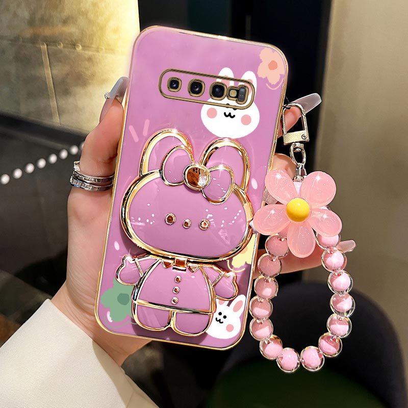 TEMU Phone Case: S 9 Flower Strap Makeup Mirror Cute Rabbit Phone Holder Case For Galaxy S9 S9+ S9 Plus Woman Used Kick