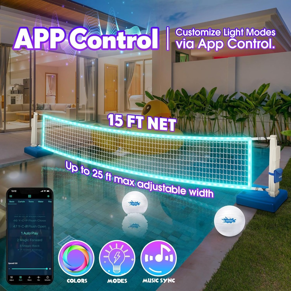 Led Pool Volleyball Net Set Volleyball Game Set Temu