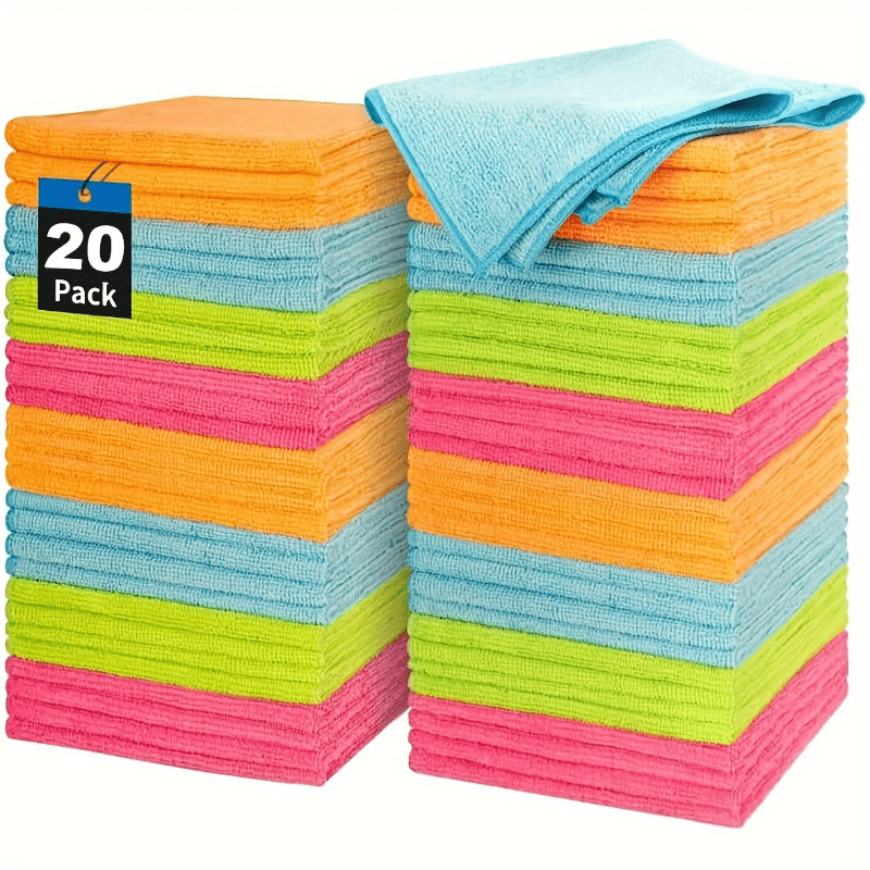 

Ultra-absorbent Microfiber Cleaning Cloths - , Reusable Towels For , 4 Vibrant Colors (green/blue/red/orange), 10"x10", Kitchen, Bathroom, Bedroom