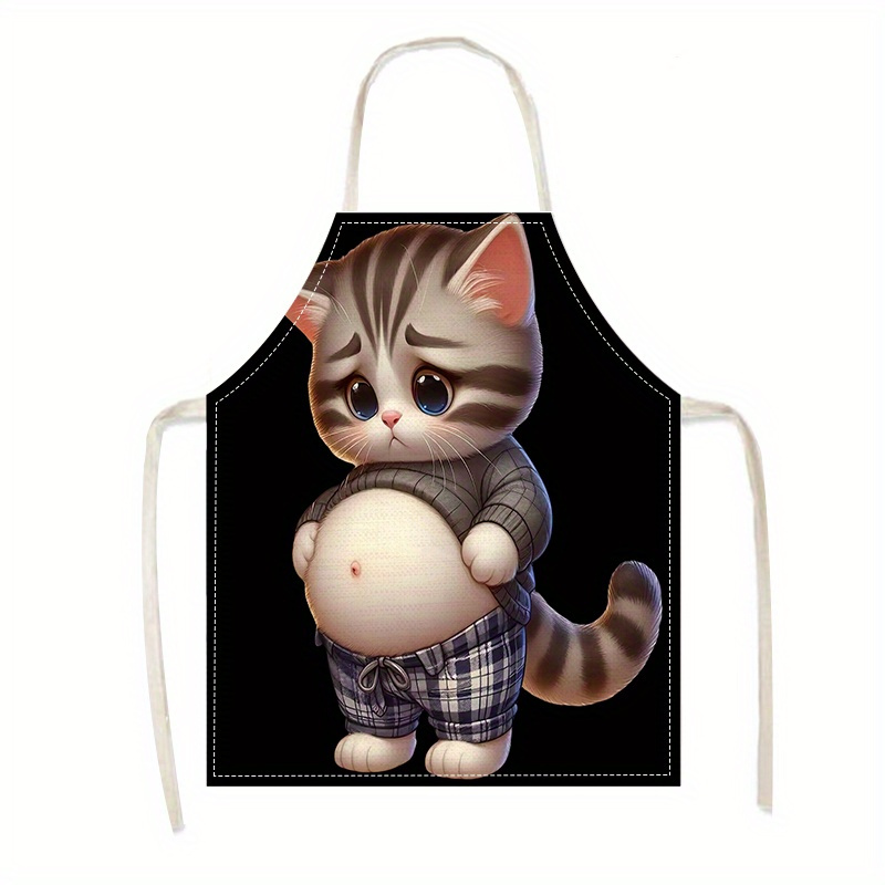 

Cute Cartoon Cat Apron - 21.65" X 26.77" - Kitchen Cooking Apron, Home Cooking Apron, Printed Apron, Chef Server Coffee Shop Grill Apron, Kitchen Supplies, 68cm/26.77in X 55cm/21.65in