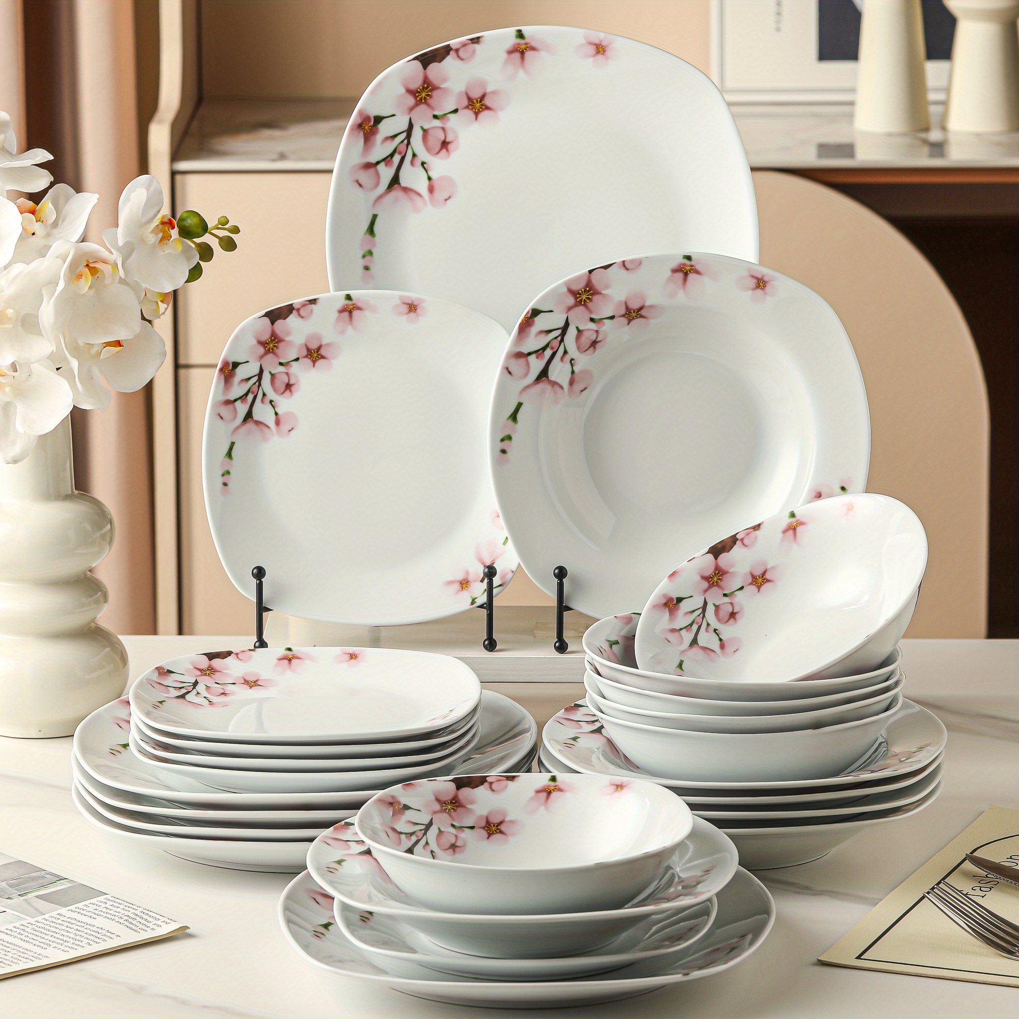 16 piece white ceramic porcelain dinnerware tableware dinner Temu