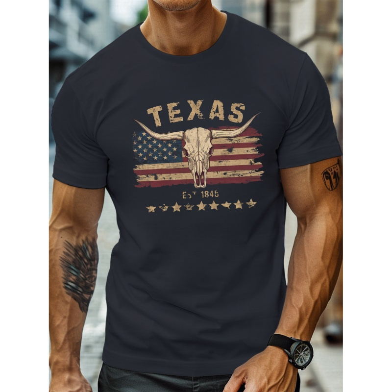 

Longhorn Skull Graphic Tee For Men - , , & Summer T-