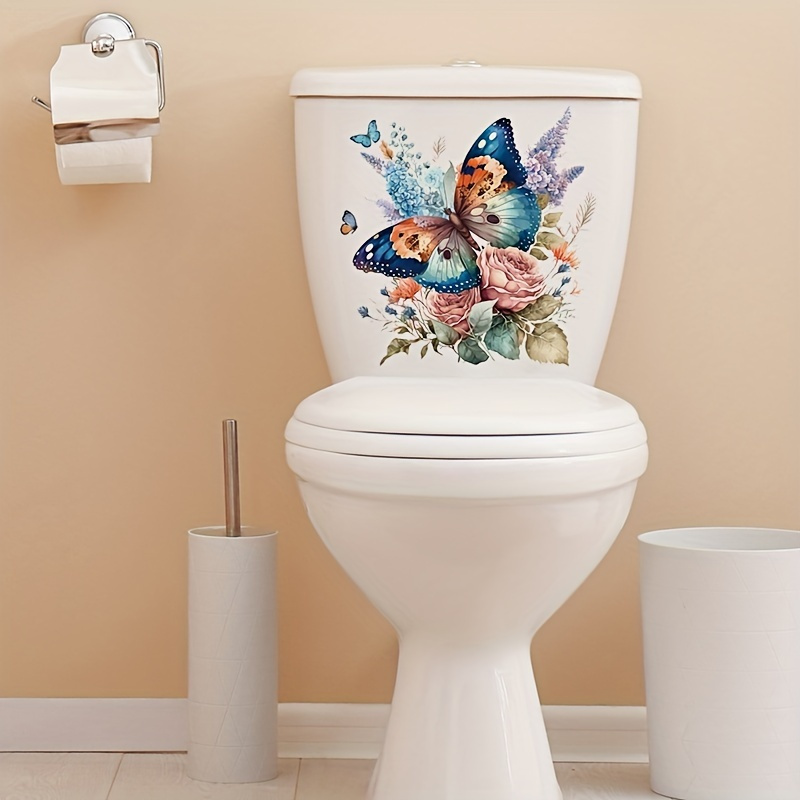 

2pcs Bathroom , Butterflies And , , Restroom Removable , -adhesive Decal, Accessories