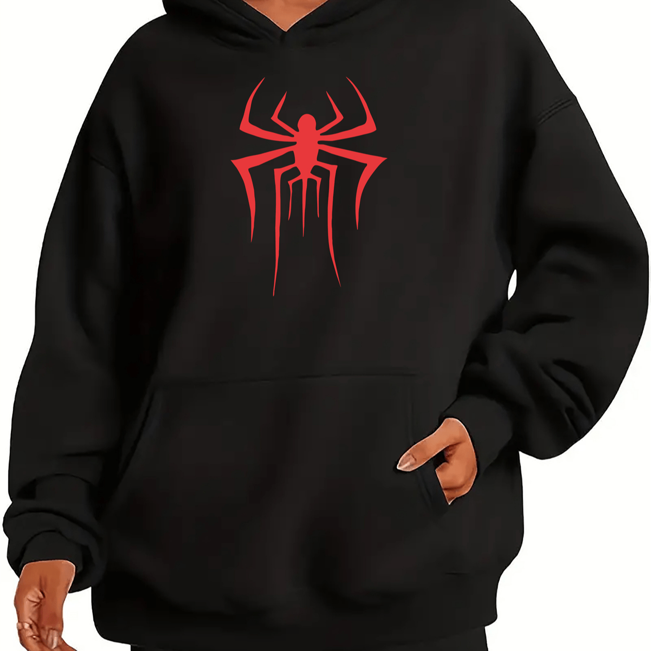 

Women's Long Sleeve Hooded Pocket Sweatshirt Casual Sports Spider Print Graphic, Women's Sportswear & Clothing