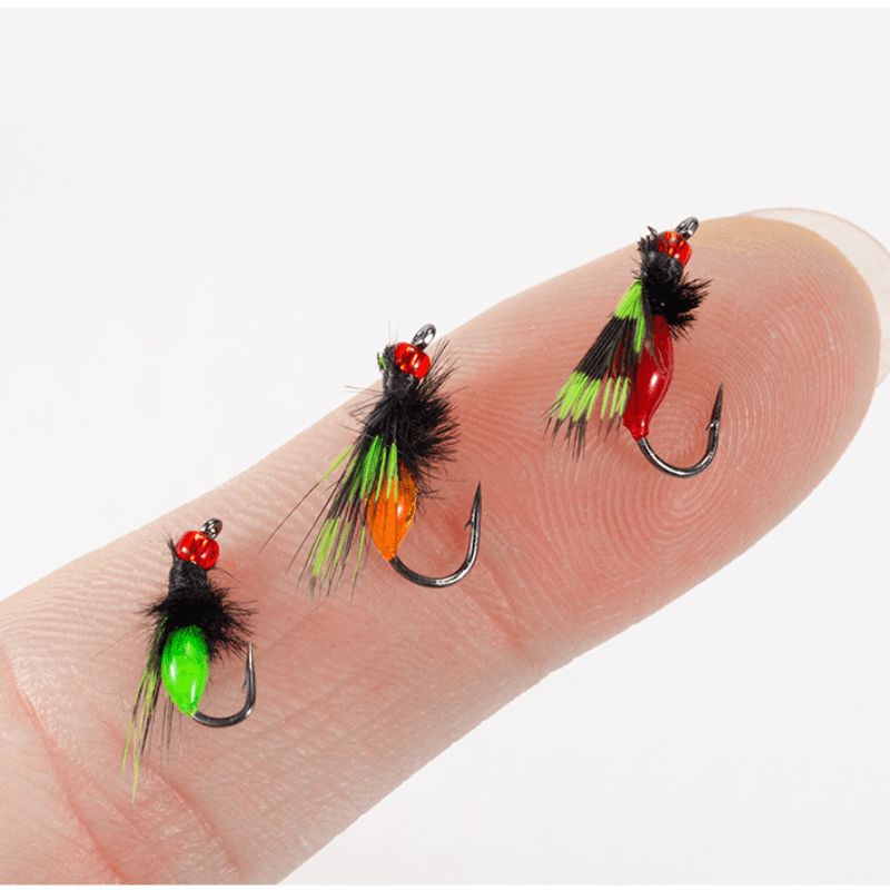 

5pcs Uberte Fishing Lures, Fast Sinking Nanoworm, Mosquito Generation, Wing Fly Hooks, Iron Material, Mixed Color, Worm Hook Type