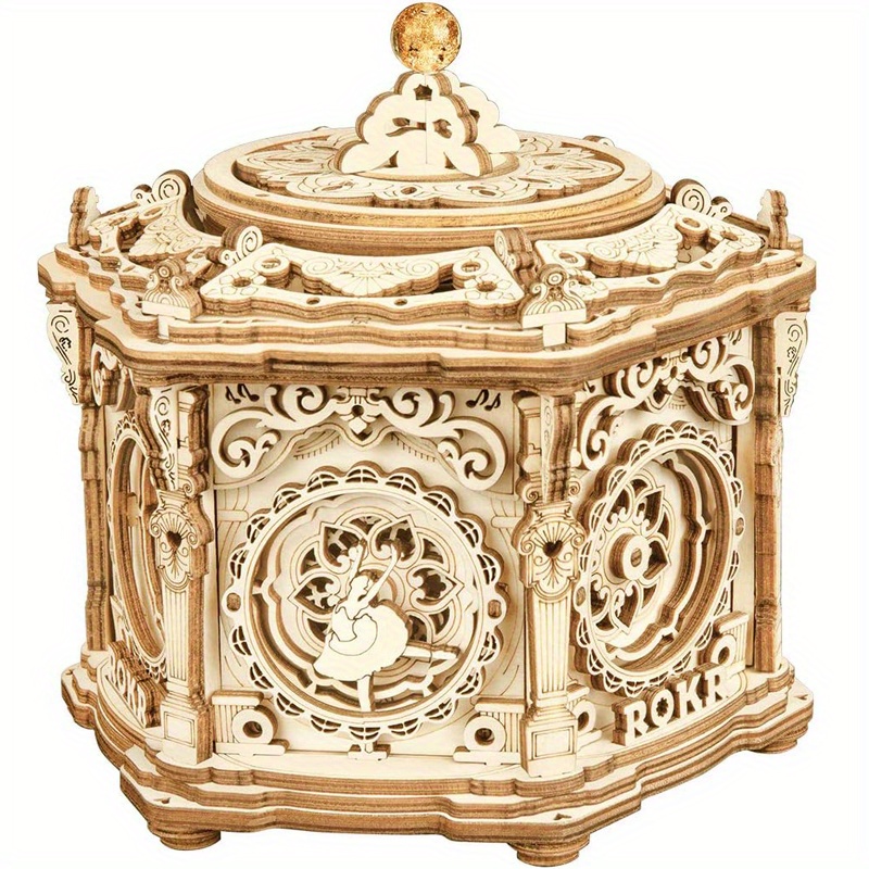 

Boîte à musique en bois 3D - Kits de modélisme pour adultes Boîte à bijoux tournante Vintage Cadeaux de souvenir de rangement, Cadeaux pour femme/homme AMK52