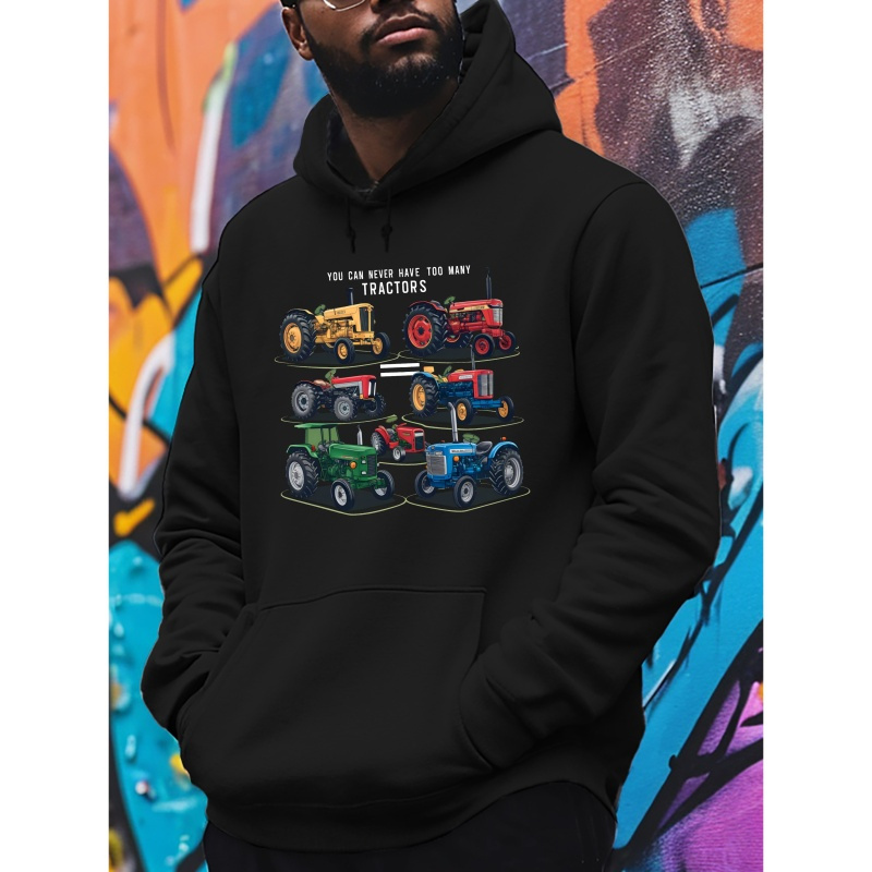 

Men's Trendy Printed Hoodie - Casual Pullover With Kangaroo Pocket, Long Sleeve, Polyester For Fall/winter