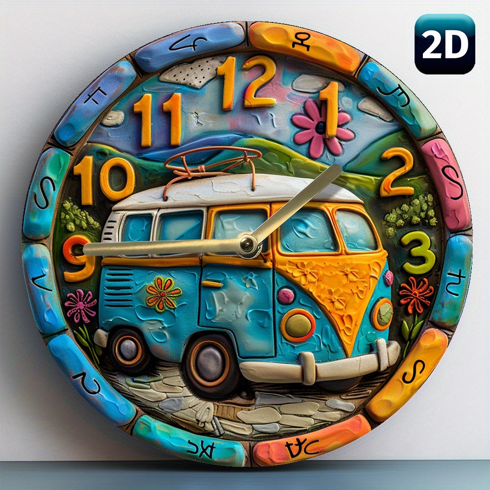 

1pc - Van , 8inch (20x20cm), , Wood Fiberboard, For //dormitory/bathroom Decor, Christmas Gifts, Aa Battery Not Included