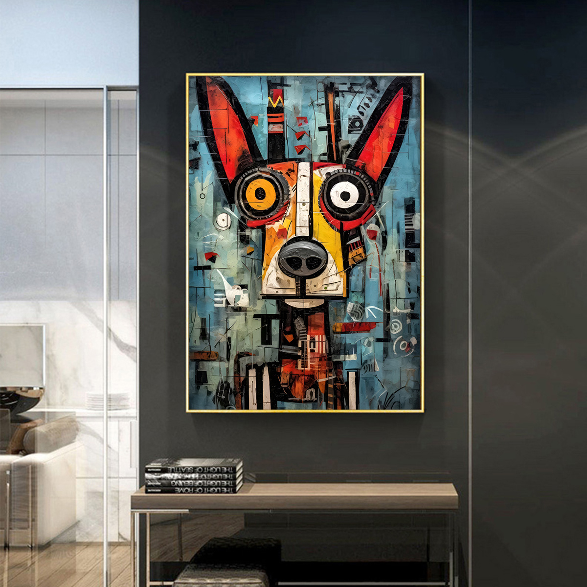 Quadro Moderno PASTORE TEDESCO Street Art Cane Animali Quadri moderni soggiorno da Parete XXL grande Stampa su tela Canvas Decorazione Murale muro Arredo Camera da letto Cucina (2, 30x40 cm