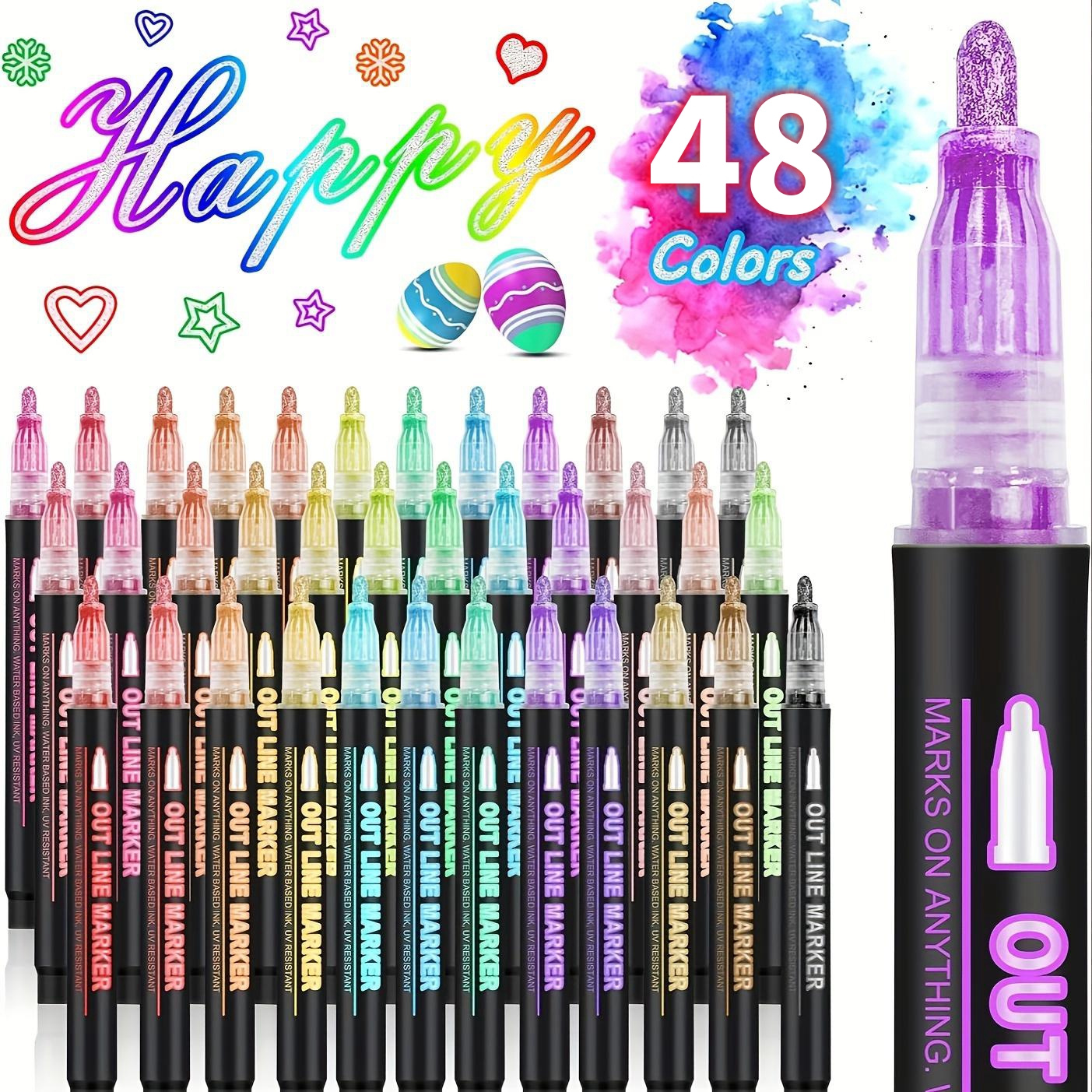 

36- Double-line Contour Pen Dream Flash Pen Metal Color Marker Diy Handbook Fluorescent Marker