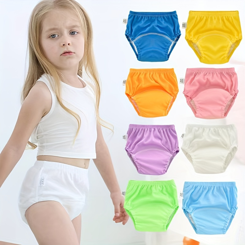 3pcs soft breathable polyester training pants comfortable washable underwear for potty training   in white     yellow details 4