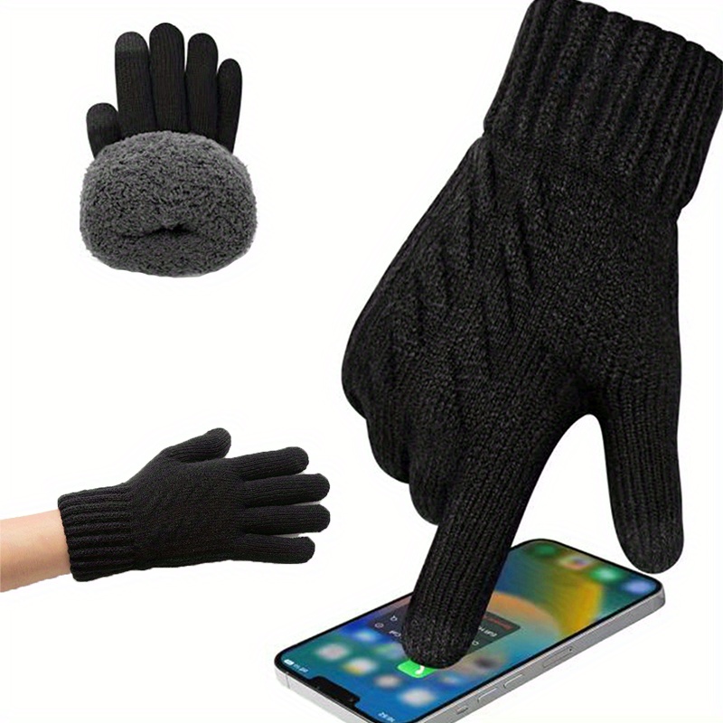 

Winter Touchscreen Texting For Men & Women - Knit Acrylic Fabric, Casual Style, Anti-slip With Fleece Lining, Warm Hand Covers For Cold Weather