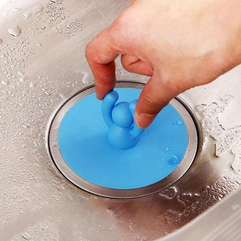 1 Sink Drain Stopper - In 3 Colors: Blue/green/pink. Portable Bathtub & Kitchen Hair Catcher, Anti-odor Sink Strainer With Water Stopper Ring, 9.5x4cm, , Convenient Grip, Bathroom Accessory