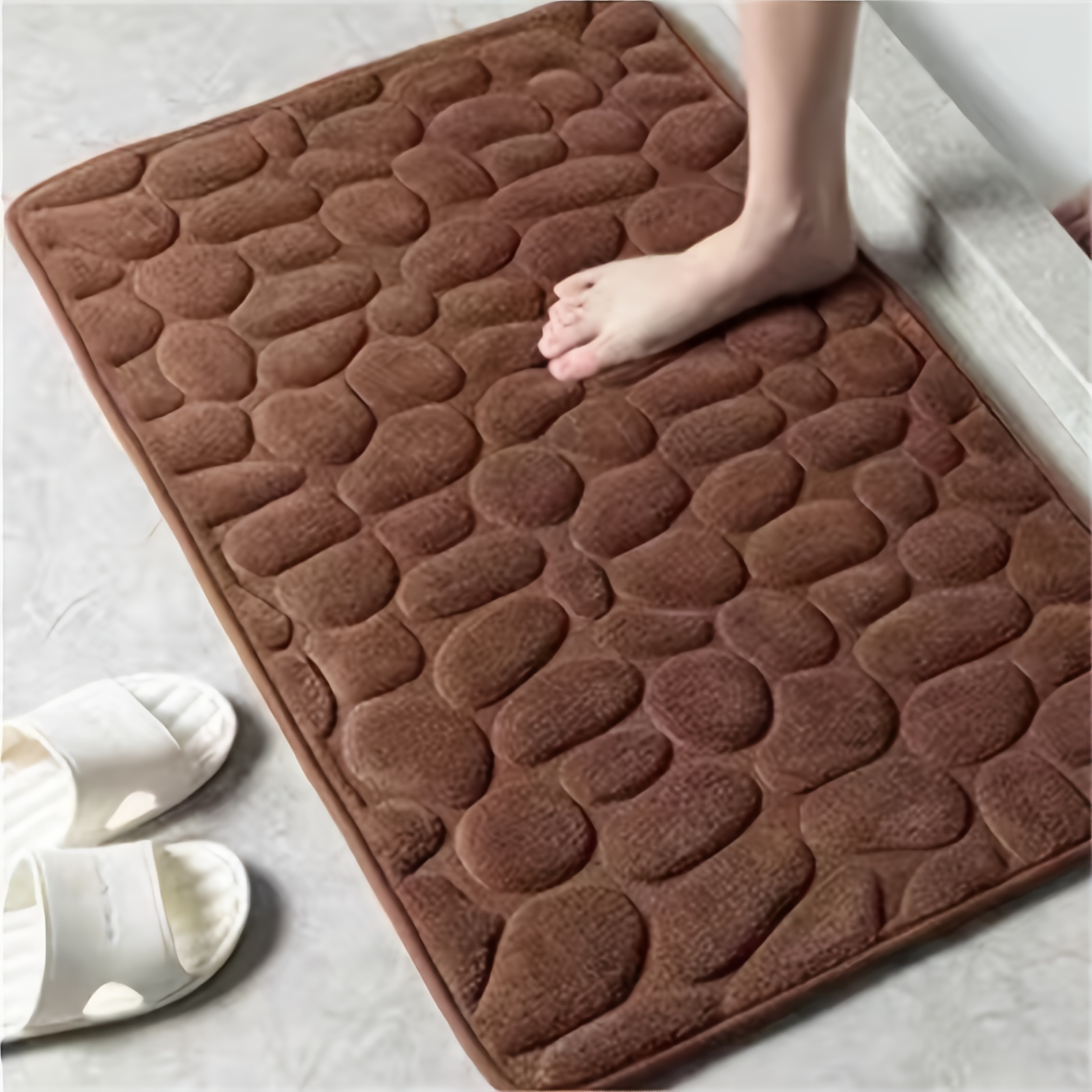 ultra soft velvet memory foam bath mat 3d pebble design quick   absorbent   bathroom decor bathroom mat details 5