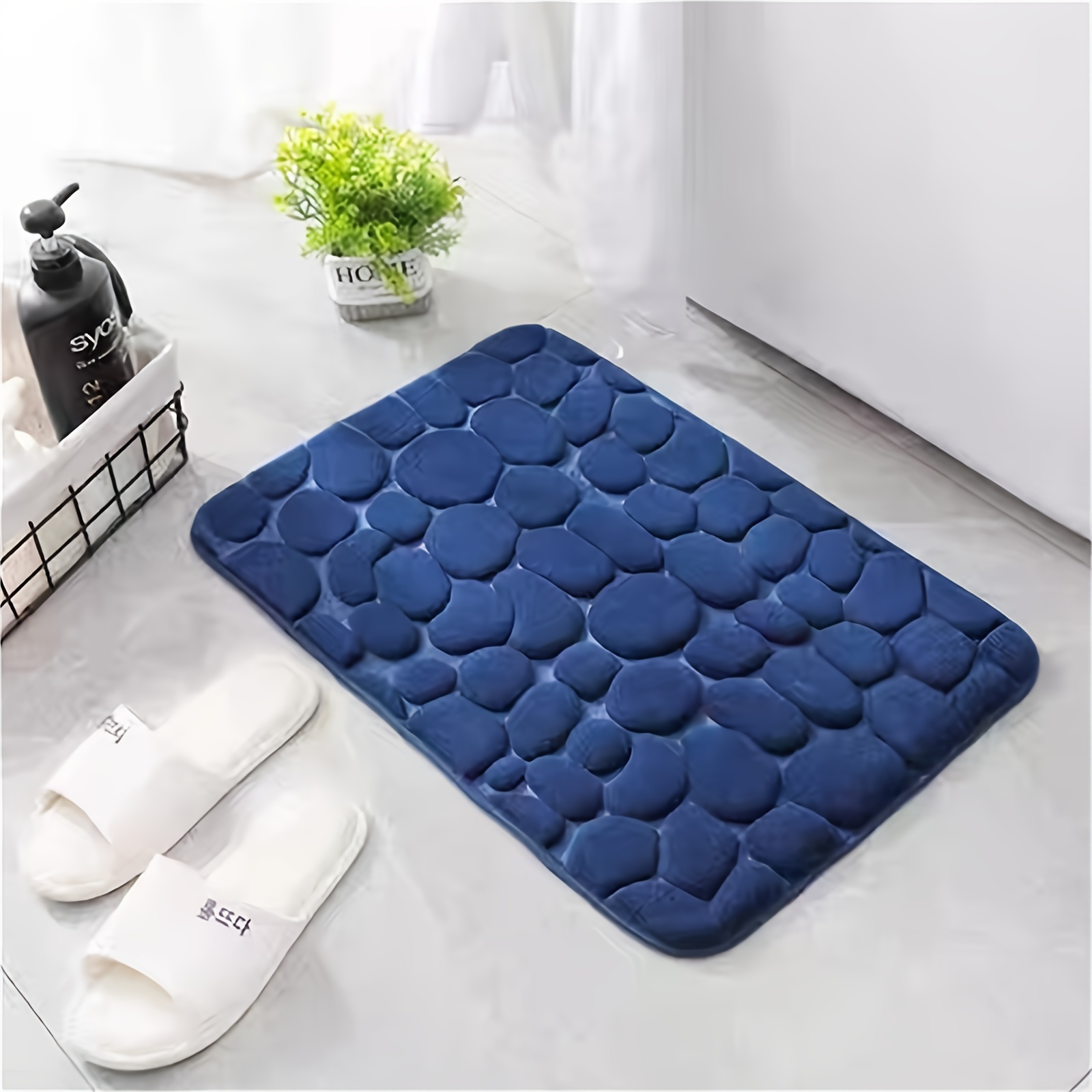 ultra soft velvet memory foam bath mat 3d pebble design quick   absorbent   bathroom decor bathroom mat details 6