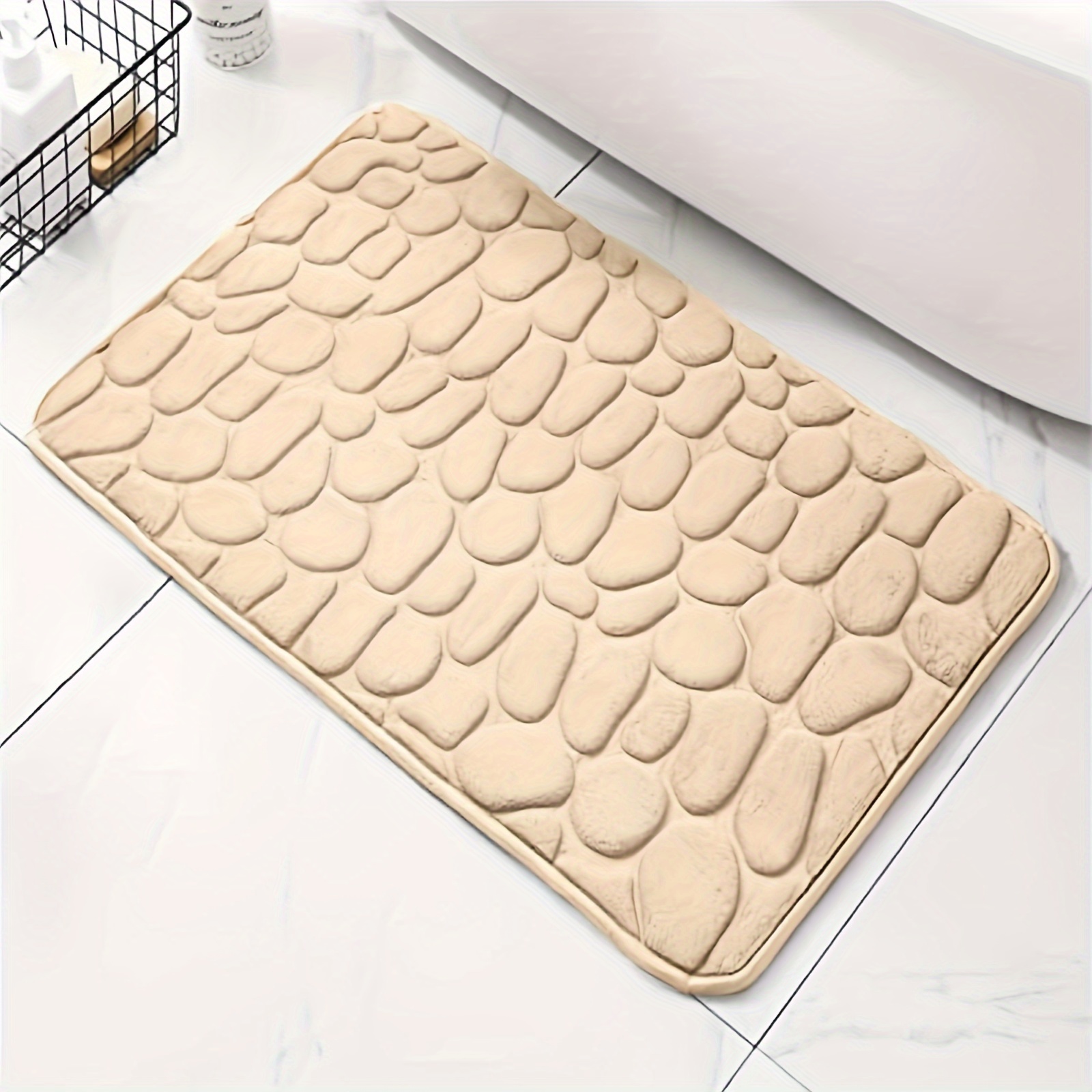 ultra soft velvet memory foam bath mat 3d pebble design quick   absorbent   bathroom decor bathroom mat details 7