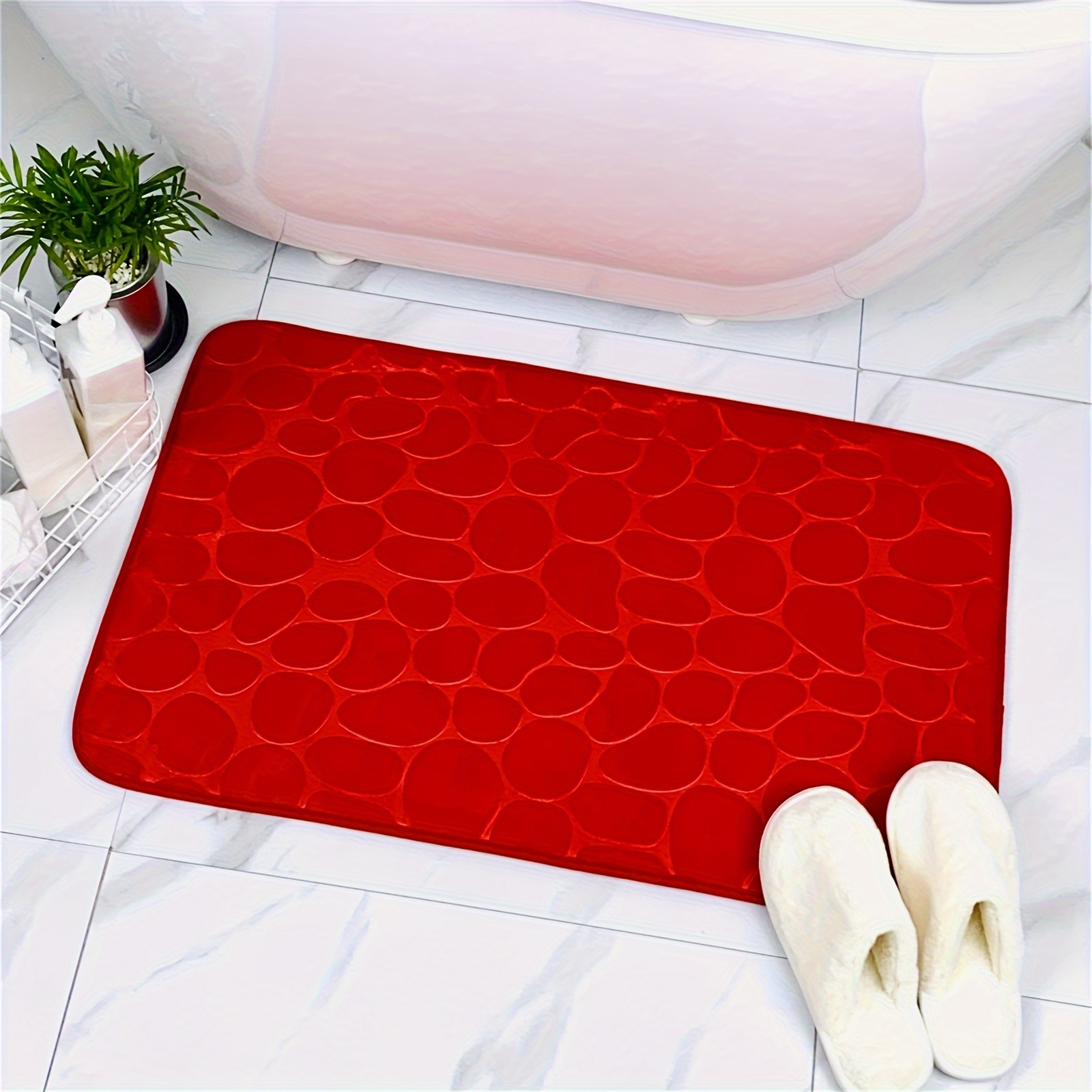 ultra soft velvet memory foam bath mat 3d pebble design quick   absorbent   bathroom decor bathroom mat details 8