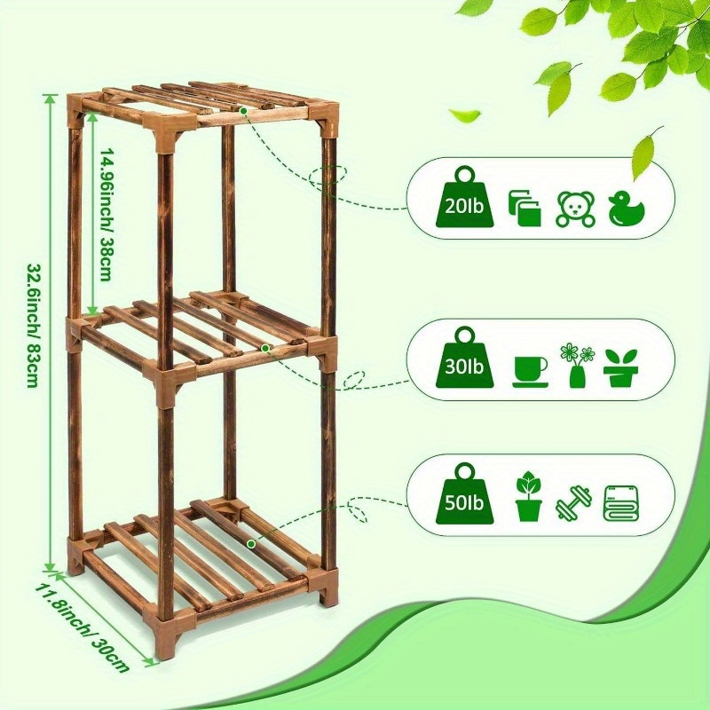 

1 Pieces Of Wooden Indoor Plant Stands, 3-tier Tall Plant Stand Pot Display Shelf For Outdoor Use, Small Living Room Garden.