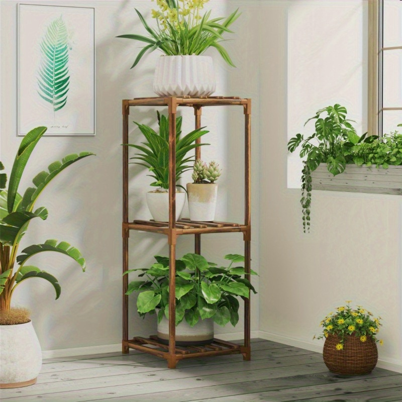 

A Set Of Wooden Stands, 3- Pot Display Stand For Use, Suitable For Small Potted In And - Suitable For , , And Gardening .