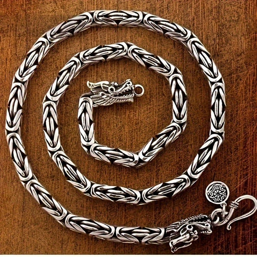 

Vintage-inspired Sterling Head Necklace For Men - 24" Style Chain, Durable Thai Silvery Finish, Fashion-forward Statement Piece