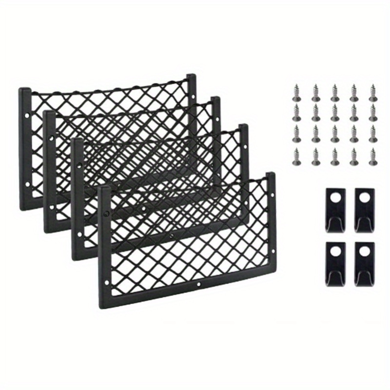 TEMU 4pcs Nylon Elastic Mesh Seat Back Organizer With Hooks And Loops, Universal Car Seat Storage Bag For Buses, Rvs, And Home Use