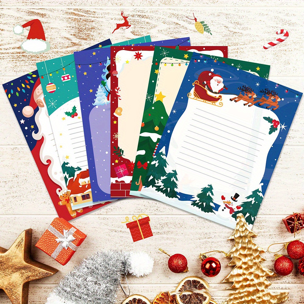 

30pcs Christmas Stationery Set, Multicolor Fantasy Themed Writing Paper, Festive Letterhead For Holiday Greetings & Diy Crafts