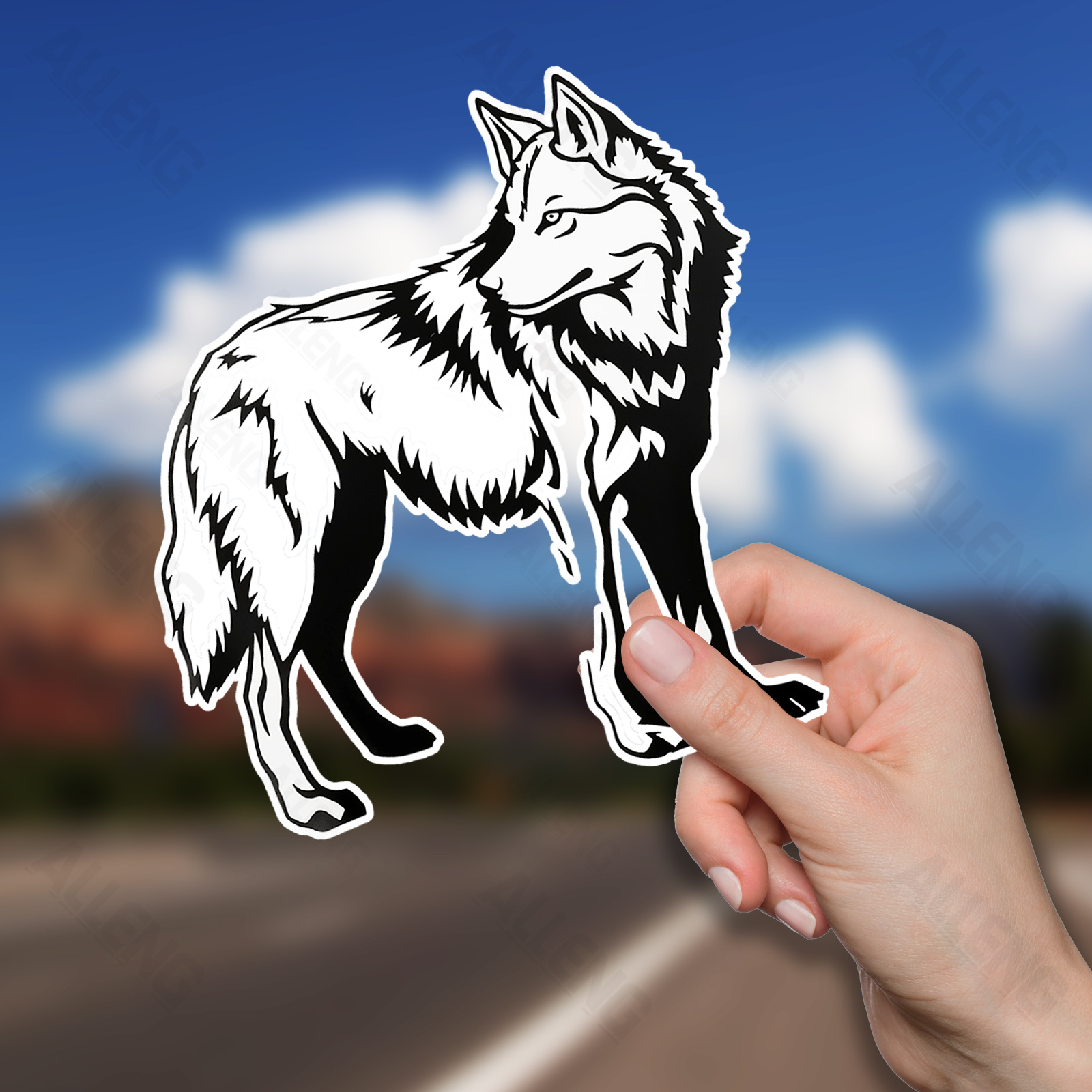 2x Small Beautiful Grey Wolf Watercolour Animal Vinyl Sticker Decals