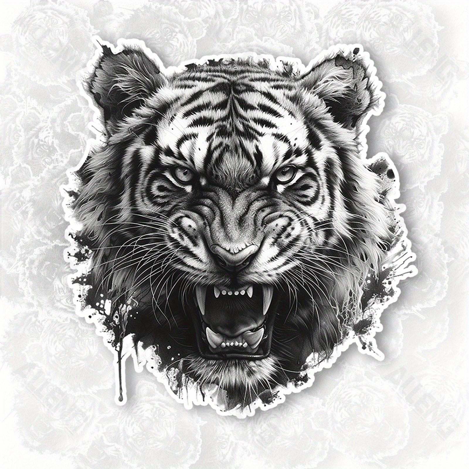 Vinyl Wall Decal Aggressive Tribal Tiger Predator Animal Head Stickers