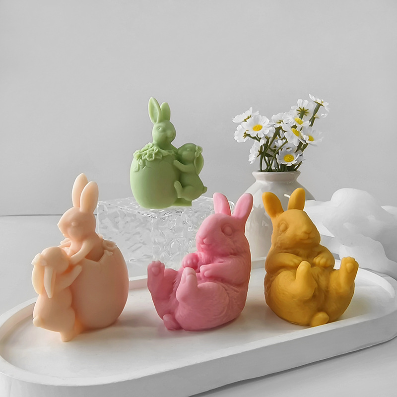 

1pc Diy Plaster Ornament Mold - Reusable Silicone, Multi- Pastel Bunny Figurine Molds For Crafting & Home Decor, Rabbit Accessories