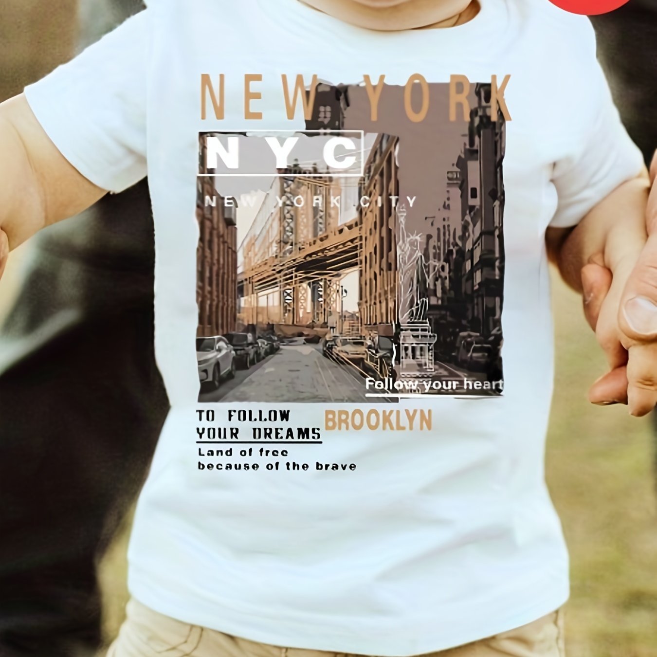 

New York Nyc View Graphic Print Tee, Boys Breathable & Trendy Cotton T-shirt For Spring & Summer, Boys Clothes For Outdoor Activities, As Gifts