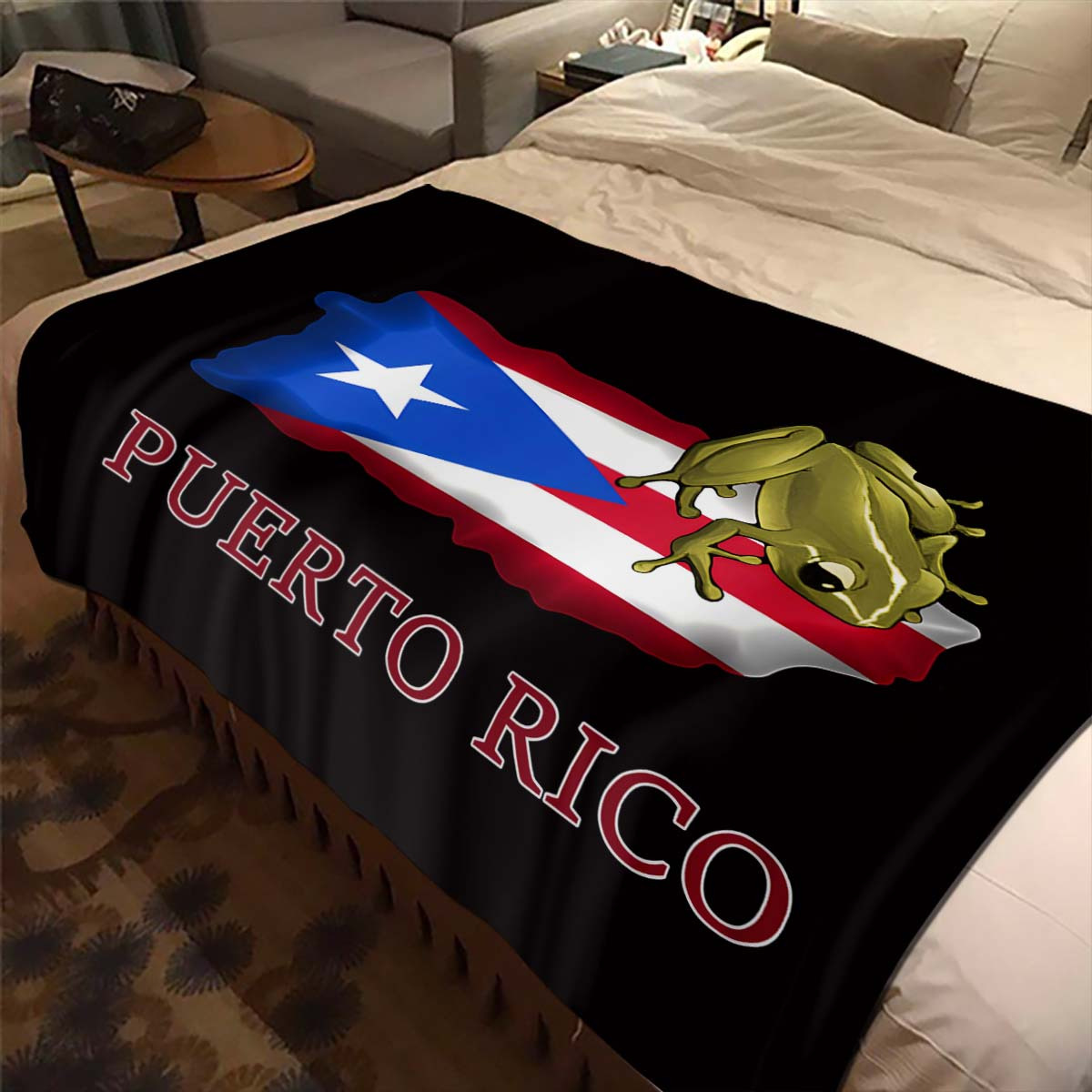 

Cozy Puerto Rico-inspired Flannel Car Nap Blanket - All-season Polyester Interior Accessory